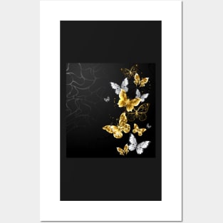 Gold and White Butterflies Posters and Art
